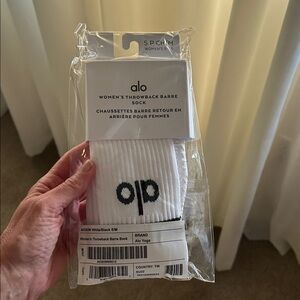 ALO Yoga White and Black Barre Socks